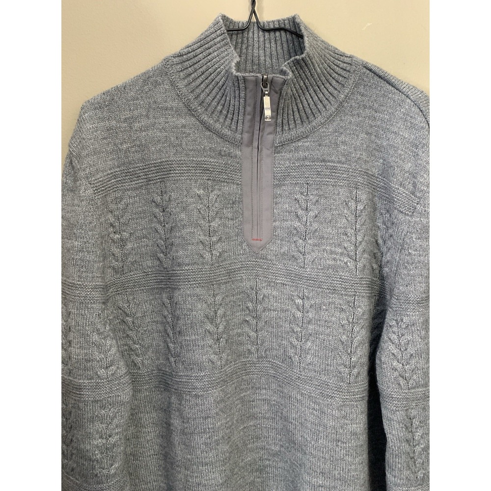 Saint James Detroit 1/4 Zip Pullover Wool Blend Cable Knit Sweater Men's 46 Gray - Picture 4 of 16